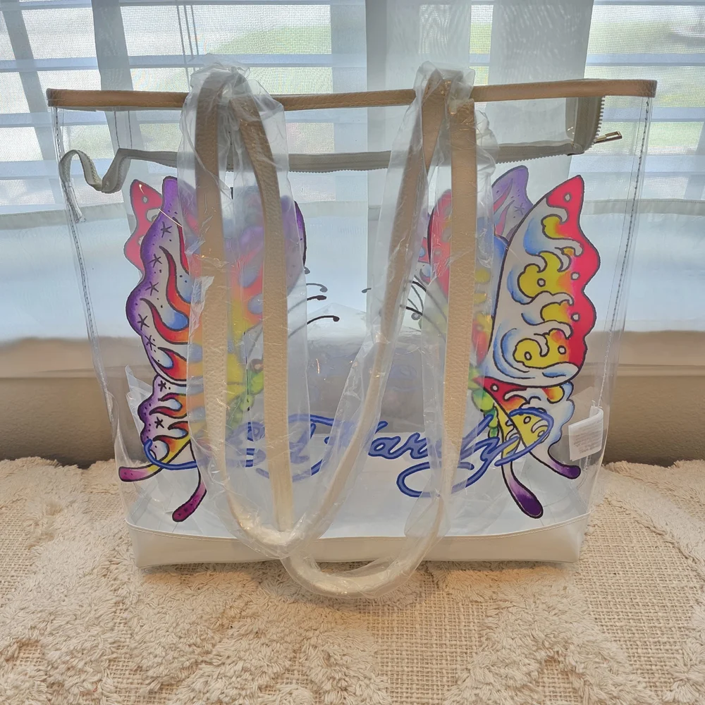 Ed Hardy Butterfly Clear Tote-NWT